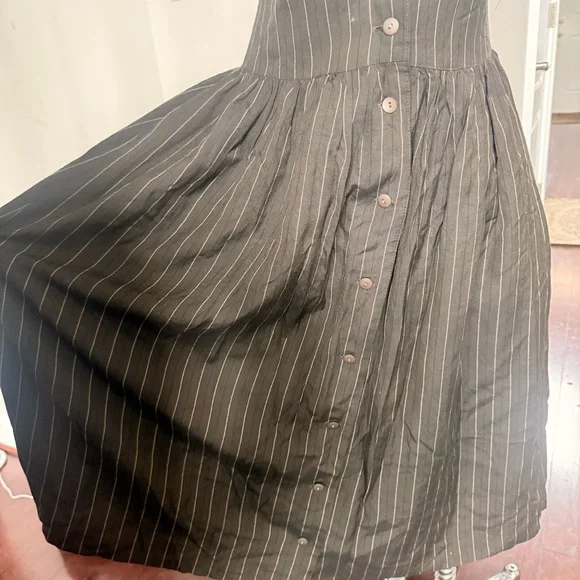 Vintage Japanese Tailored Pinstriped Pinafore Dress Sz S - Picture 4 of 11